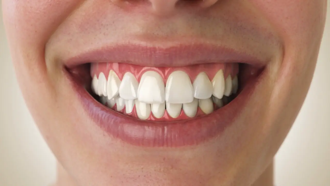 Animação ilustrativa: aproximação de um sorriso e separação dos componentes de um implante dentário